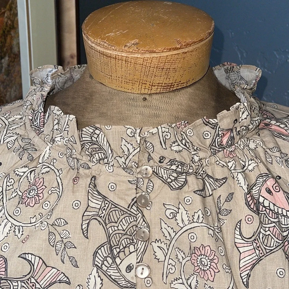 Let Me Be By Anthropologie NWT SZ 14 Babydoll Dress w Koi Fish/Floral Print - Picture 7 of 11